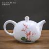 Tetera de porcelana blanca dulce pintada a mano con color bajo cubierta, de jade y piel de oveja, juego de té de kung fu, tetera de cerámica, tetera sanitaria
