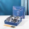 Set de Tazones y Palillos de Porcelana Azul y Blanca Estilo Japonés Regalo Tazón Caja de Regalo Vajilla de Cerámica Reunión Anual Celebración de Apertura Evento Regalos