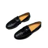 Zapatos Mocasines de Cuero Genuino de Capa Superior Exclusivos de Comercio Exterior CL, Zapatos Slip-On Vintage con Relieve de Cocodrilo, Zapatos Formales de Cuero para el Trabajo