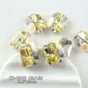 Arte de Uñas Brillante Amarillo Brillante K9 Sin Base con Diamantes Triturados Chapados en Oro, Lujoso Arte de Uñas Rectangular Hecho a Mano con Diamantes