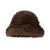 Chapéu feminino de pelo sintético de vison para outono e inverno, chapéu de pescador quente da moda estilo coreano, chapéu balde de pelúcia longa leve e luxuoso, sucesso internacional