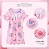 Camisola Infantil de Verão de Manga Curta para Meninas Pijama Roupa de Casa Mãe e Vestidos Estilo Princesa Bebê Fofa para Meninas