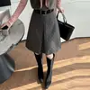Falda plisada de lana para mujer 2026 nueva falda midi línea A de otoño e invierno, sofisticada falda midi de lana gris oscuro de 5 puntos