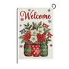 2026 Nueva Bandera de Jardín Navideña Transfronteriza Decoración Exterior para Patio con Patrones de Papá Noel y Muñeco de Nieve Pancarta de Jardín