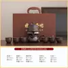 Juego de Té de Cerámica Morada en Relieve con Cuchillo de Liberación Rápida, Adecuado para Oficina y Hogar, Tetera de Cerámica Kung Fu, Regalo Empresarial Corporativo