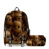Temporada de Regreso a Clases Mochila Personas de Palo de Madera y Bestia Marina Tungtungtung Mochila Estuche para Lápices de Doble Capa Juego de Dos Piezas