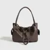 Bolsa de cordón de diseño exclusivo con estampado de lichi, Bolso nube para mujer, Bolso Boston de hombro de alta gama para otoño e invierno