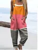 (Botón de Día) Ropa de mujer transfronteriza, Amazon, estilo europeo y americano, overol de verano con botones estampado digital 3D, pantalones de tirantes casuales