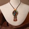 Collar Transfronterizo de Estilo Étnico Retro Cadena Larga Bohemia para Suéter para Hombre y Mujer Colgante Versátil Colgante de Borla Accesorios