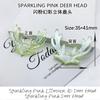 Nuevo parche acrílico con forma de cabeza de ciervo tridimensional de color mágico con purpurina, horquilla decorativa creativa DIY, funda para teléfono, accesorios de joyería