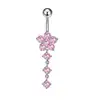 Novo Anel de Umbigo com Pingente de Flor de Aço Inoxidável Zircônia Unha de Umbigo Diamante Joia para Body Piercing Atacado