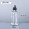 Botella Boston de vidrio transparente de 500 ml con cabezal de bomba de presión, botella para rellenar emulsión, aceite esencial, botella rociadora de gran capacidad