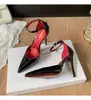 Zapatos de Moda de Tacón Alto Stiletto Puntiagudos de Charol con Suela Roja 2026, Estilo Elegante con Correa de Hebilla Única, Sandalias de Moda y Versátiles
