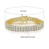 Pulsera de doble fila de cobre de 6 mm con microincrustaciones de circonita, transfronteriza europea y americana, pulsera de hip-hop, nueva cadena de tenis personalizada al por mayor