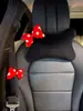 Fofo Ponto Bolinha Laço Pelúcia Apoio de Cabeça para Carro Almofada de Pescoço Interior do Carro Capa para Volante Almofada de Ombro Conjunto de Acessórios