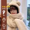 Gorro y bufanda integrados engrosados para otoño e invierno, lindo calentador de cuello y gorro de felpa para mujer, gorro cálido y protector de orejas para ciclismo