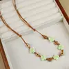 Collar Largo de Cuerda Trenzada con Cuentas de Cerámica Bohemia Coloridas y Estrella de Mar para Mujer, Estilo Étnico Retro