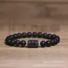 Pulsera Xiyin Temu Piedra Negra Mate Grabada Doce Constelaciones Acero Inoxidable Pulsera de Constelación Pulsera para Pareja Estudiante Joyería