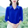 Blusas de Chiffon para Mulheres de Meia-Idade, Moda Verão 2025 para Novas Mães, Camisas de Manga Três Quartos, Tamanhos Grandes