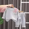 Nuevo Conjunto de Primavera y Otoño para Niñas, Conjunto de Dos Piezas de Dibujos Animados de Manga Larga y Pantalón Largo para Bebés y Niños Pequeños, Ropa de Primavera de Moda