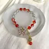 Pulseira de Contas Flor Quebrada de Jade Borboleta Super Fada Design de Nicho Feminino Ins Fada da Floresta Doce Colorido Contas Atacado