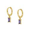 Estilo Ins Moda Europeia e Americana Cor Dourada Retangular Quadrado Pequeno Diamante Zircônia Pingente Brincos Mini Argola de Orelha Brinco para Mulheres