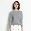 Suéter de Color Sólido para Primavera y Otoño, Nuevo Estilo Coreano Casual, Cuello Redondo, Holgado, Talla Grande, Camiseta de Punto para Mujer, Jersey, Venta al por Mayor