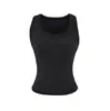 Camisola sin mangas de cuello cuadrado estilo americano picante para mujer, nuevo diseño de verano ajustado que disimula los bultos laterales, top base de longitud corta