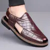 Sandálias Plus Size 47 48 Transfronteiriças Fornecimento Sandálias Masculinas Verão Novo Casual Sapatos de Praia Outdoor Romanos de Couro Fabricante