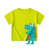 Camiseta de Manga Corta de Dinosaurio Tridimensional de Dibujos Animados para Niños Algodón Verano Nuevo Top de Media Manga para Niños Cuello Redondo Suministro TikTok