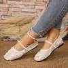 Sapatilhas de balé estilo francês para mulheres, novo modelo primavera e outono 2026, sandálias com tira de malha estilo fada, sapatos Mary Jane retrô