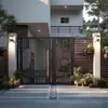 Suministro Directo Transfronterizo Nuevo Estilo Chino Aluminio Artístico Puerta de Patio Jardín Comunidad Inteligente Eléctrica Doble Puerta Batiente Villa Aluminio Artístico Puerta