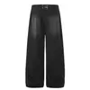 Pantalones de Chándal Holgados Curvos para Hombre K561 Estilo Retro Americano Unisex Diseño Vintage Lavado Desestructurado High Street