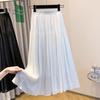 Talla extra para mujer Verano chica rellenita Moda Versátil Holgada Adelgazante Cubre cadera Diseño con sentido Algodón y Lino Cómoda Falda plisada
