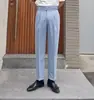 Calças Casuais Masculinas Estilo Britânico para o Dia a Dia Cor Sólida Versátil Retro Design de Nápoles Nicho Tendência Calças Sociais