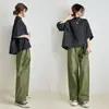 4 Colores, Buena Calidad Set Nuevo Estilo 2026, Estilo Japonés Top de Cuello Alto de Media Manga + Conjunto de Pantalones Rectos de Pierna Ancha