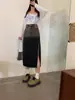 Falda de Mezclilla con Gradiente y Abertura de Cintura Alta para Mujer Primavera/Verano 2026 Longitud Media Tallas Grandes Adelgazante Estilo Hot Girl Falda de Línea A que se Ajusta a la Cadera