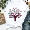Camiseta de manga corta con árbol de mariposas moda europea y americana chaquetas estampadas para mujer holgadas comercio exterior transfronterizo wish/ebay Amazon
