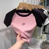 Camiseta de Algodón Puro para Mujer, Manga Corta, Corte Corto, Hombro Normal, Top de Venta Caliente Nuevo Estilo Verano 2026, Súper Popular, Rejuvenecedor, Corte Ajustado, Favorecedor