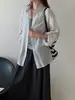 Camisa de Manga Longa com Textura Xadrez para Mulheres, Novo Estilo Primavera e Outono, Camisa Casual com Design Solto e Relaxado, Camisa de Proteção Solar para Mulheres