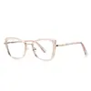 Gafas de moda anti luz azul 3148 doradas TR huecas espejo plano moda marco decorativo esencial para mujeres de cara grande europeas y americanas