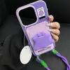 Portatarjetas con Cordón Funda para Teléfono Móvil Monstruo Morado Pequeño Adecuado para Apple 17Pro Celebridad de Internet Moda Pulsera Linda Funda para Teléfono Móvil