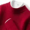 Suéter de cachemir 100% puro para hombre con cuello alto medio, tejido cálido de otoño e invierno, camisa base de color liso estilo business casual