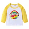 2023 Novo Transfronteiriço Primavera e Outono Camiseta Infantil Gola Redonda Desenho Animado Manga Longa Top Camiseta Básica Meninos e Meninas Bebê Algodão Camiseta