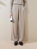Pantalones de Punto Ai Estilo Casual 100% Lana Pierna Recta Adelgazantes Pierna Ancha para Mujer, Versión Delgada de Primavera, Largo al Suelo para Petites