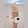 Traje de baño de una pieza sencillo retro estilo ins de Source Factory para mujer, bikini sexy sin espalda japonés y coreano, traje de baño de aguas termales para mujer
