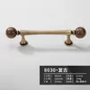 Novas Maçanetas de Madeira de Nogueira Estilo Chinês para Portas de Guarda-Roupa e Armários, Maçanetas Redondas Pequenas de Latão para Gavetas, Estilo Francês Bronze Antigo