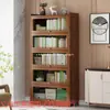 Estantería Gabinete a Prueba de Polvo Gran Capacidad Hogareño Madera Maciza Multicapa Estudio Estantería Minimalista Moderna Contra la Pared Gabinete de Almacenamiento de Bambú Bj