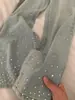 Jeans de Pierna Recta Color Claro para Mujer Otoño Cintura Alta talla extra chica gordita Adelgazante Suelto Sentido del Diseño Perforación Caliente Pierna Ancha Pantalones Largos