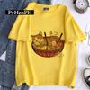 Playera para Mujer 2023 Estilo Japonés Retro Estampado Monstruo Fideos Verano Pareja Hombre y Mujer Cuello Redondo